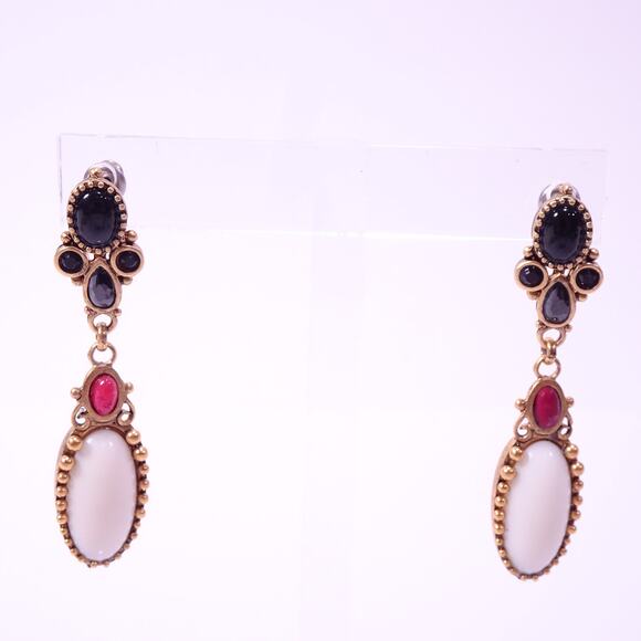 Neiman Marcus Lee Angel Vintage White Oval Cabochon Drop Earrings NWT 125 - Picture 4 of 8